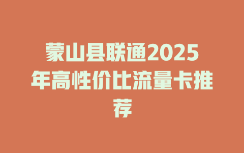 蒙山县联通2025年高性价比流量卡推荐
