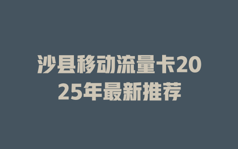 沙县移动流量卡2025年最新推荐
