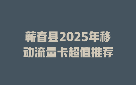 蕲春县2025年移动流量卡超值推荐