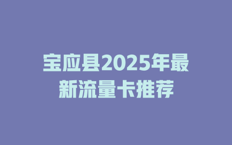 宝应县2025年最新流量卡推荐