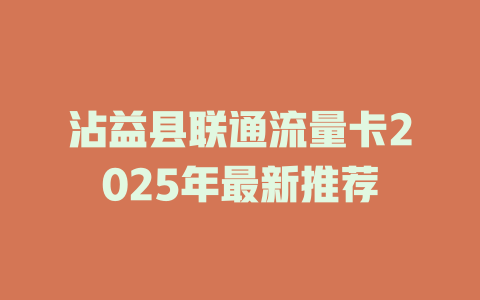 沾益县联通流量卡2025年最新推荐
