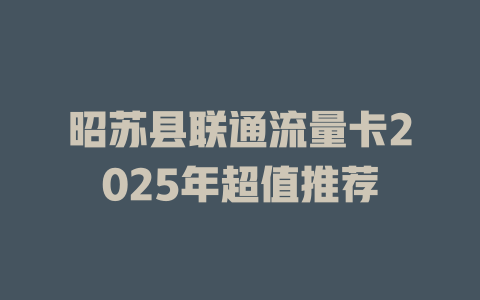 昭苏县联通流量卡2025年超值推荐