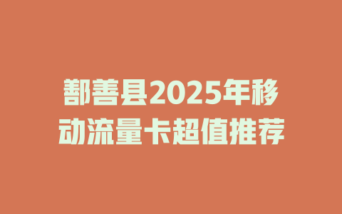 鄯善县2025年移动流量卡超值推荐