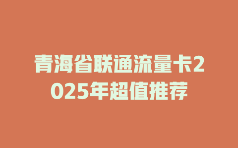 青海省联通流量卡2025年超值推荐