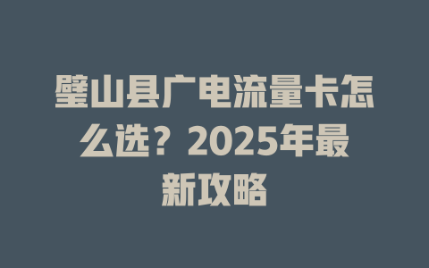 璧山县广电流量卡怎么选？2025年最新攻略