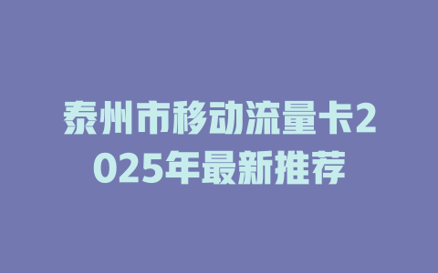 泰州市移动流量卡2025年最新推荐