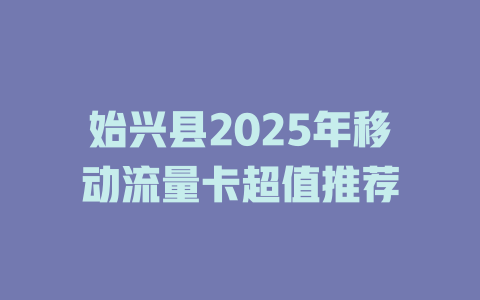 始兴县2025年移动流量卡超值推荐