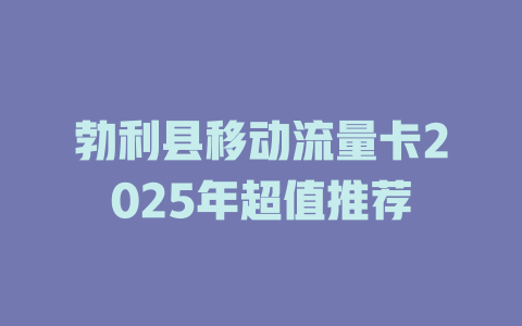 勃利县移动流量卡2025年超值推荐
