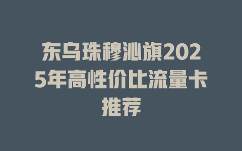 东乌珠穆沁旗2025年高性价比流量卡推荐