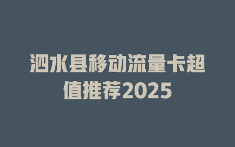 泗水县移动流量卡超值推荐2025