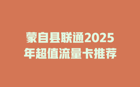 蒙自县联通2025年超值流量卡推荐