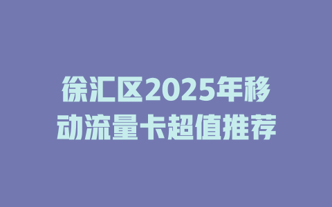 徐汇区2025年移动流量卡超值推荐