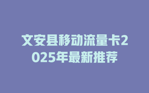 文安县移动流量卡2025年最新推荐