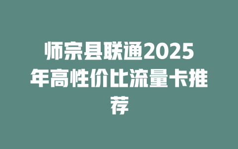 师宗县联通2025年高性价比流量卡推荐