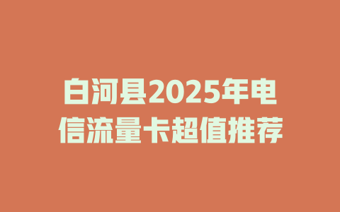 白河县2025年电信流量卡超值推荐