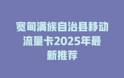 宽甸满族自治县移动流量卡2025年最新推荐