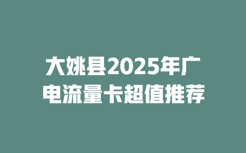 大姚县2025年广电流量卡超值推荐