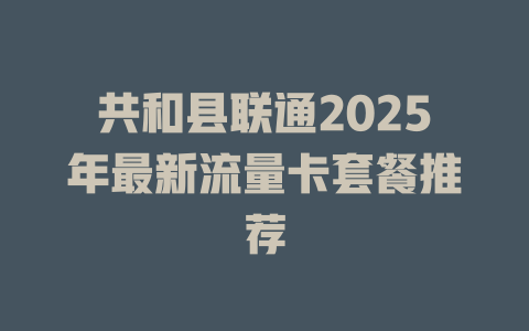 共和县联通2025年最新流量卡套餐推荐