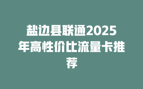 盐边县联通2025年高性价比流量卡推荐