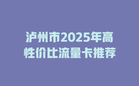 泸州市2025年高性价比流量卡推荐