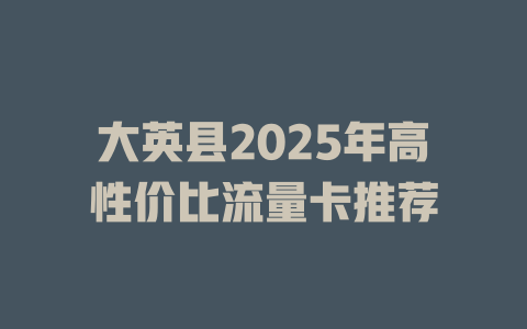大英县2025年高性价比流量卡推荐