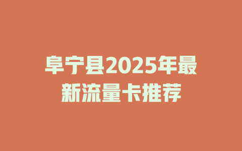 阜宁县2025年最新流量卡推荐