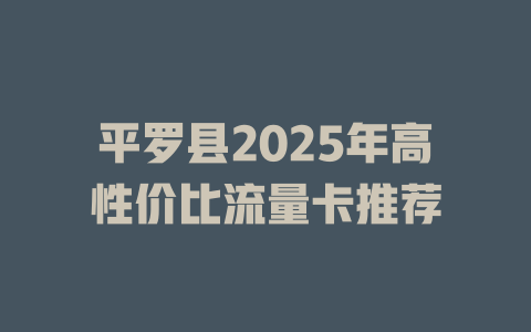 平罗县2025年高性价比流量卡推荐