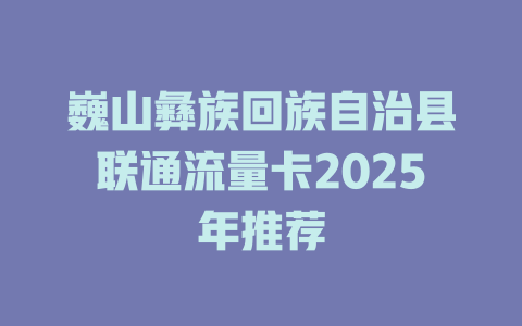 巍山彝族回族自治县联通流量卡2025年推荐