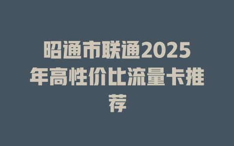 昭通市联通2025年高性价比流量卡推荐