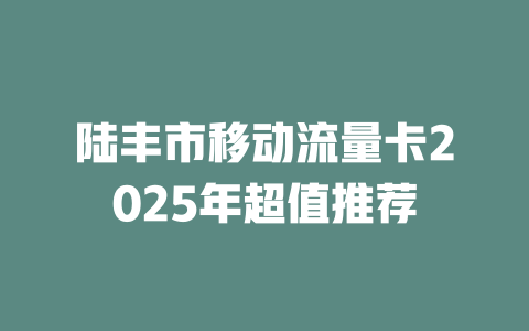 陆丰市移动流量卡2025年超值推荐