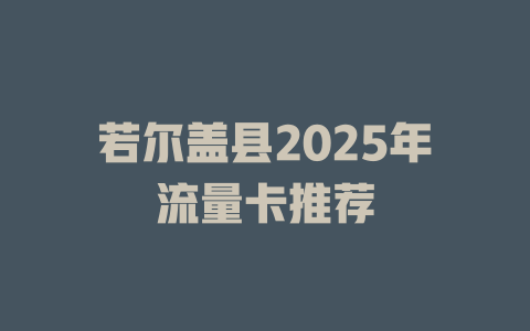 若尔盖县2025年流量卡推荐