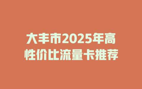 大丰市2025年高性价比流量卡推荐