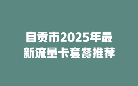 自贡市2025年最新流量卡套餐推荐