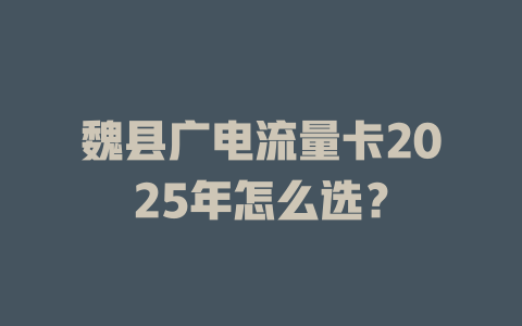 魏县广电流量卡2025年怎么选？