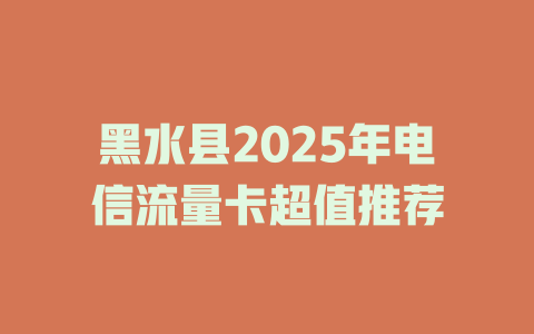 黑水县2025年电信流量卡超值推荐