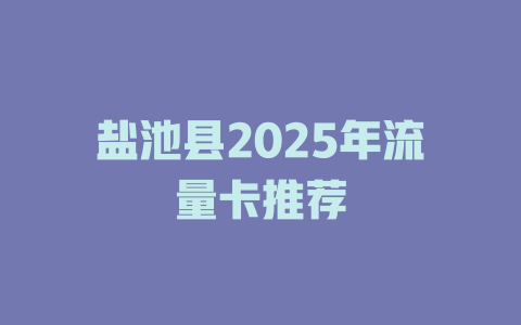 盐池县2025年流量卡推荐