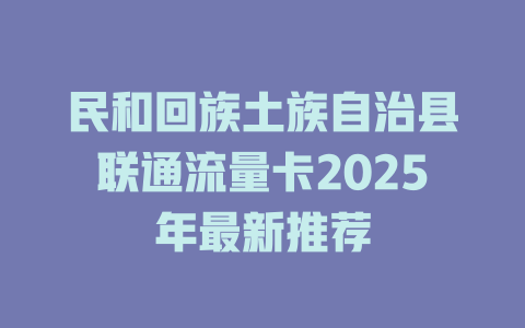 民和回族土族自治县联通流量卡2025年最新推荐
