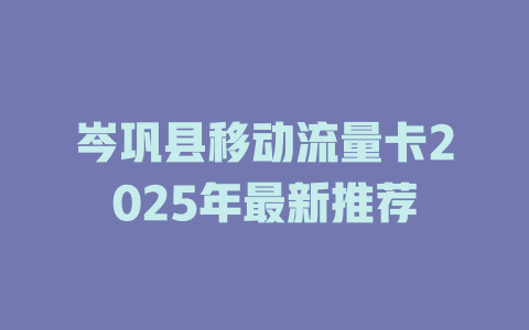 岑巩县移动流量卡2025年最新推荐