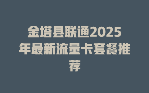 金塔县联通2025年最新流量卡套餐推荐