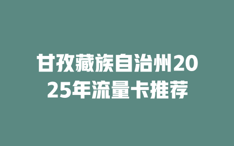 甘孜藏族自治州2025年流量卡推荐