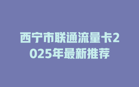 西宁市联通流量卡2025年最新推荐
