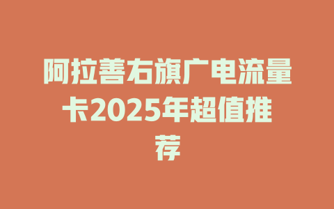 阿拉善右旗广电流量卡2025年超值推荐