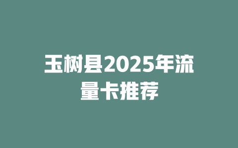 玉树县2025年流量卡推荐