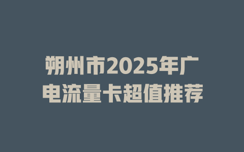 朔州市2025年广电流量卡超值推荐