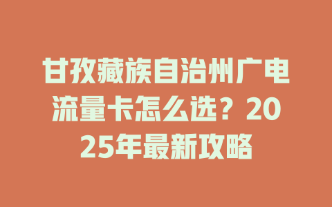 甘孜藏族自治州广电流量卡怎么选？2025年最新攻略