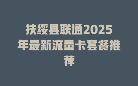 扶绥县联通2025年最新流量卡套餐推荐