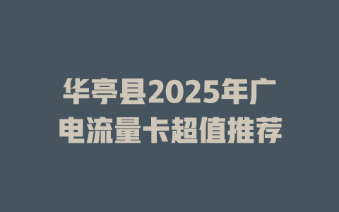 华亭县2025年广电流量卡超值推荐