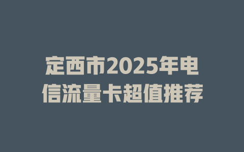 定西市2025年电信流量卡超值推荐