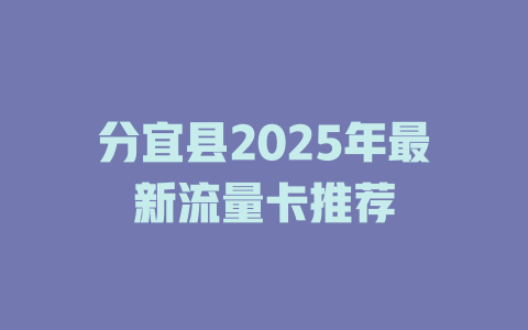 分宜县2025年最新流量卡推荐