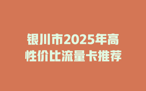 银川市2025年高性价比流量卡推荐